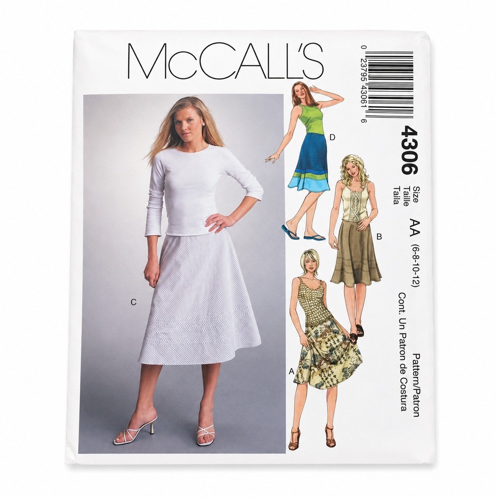 McCall's Misses Bias Cut Flared Skirt Pattern 4306 6 8 10 12
